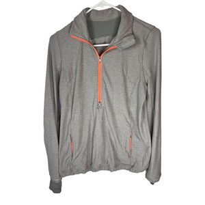 Lululemon Women's 1/2 Zip Pullover Jacket Gray w/ Orange Accents Size 10